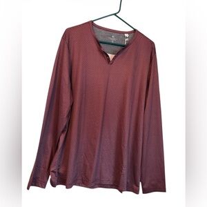 CON.STRUCT Burgundy Dot Print Henley Shirt XL Shiny Finish‎ NWT